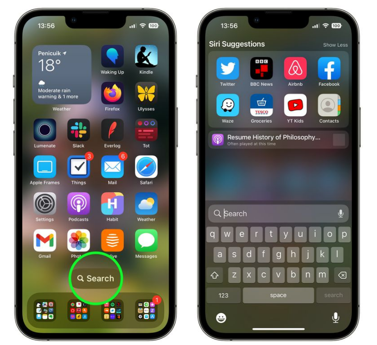 清城苹果手机维修分享升级到 iOS 16 后，如何删除主屏幕上的搜索按钮 